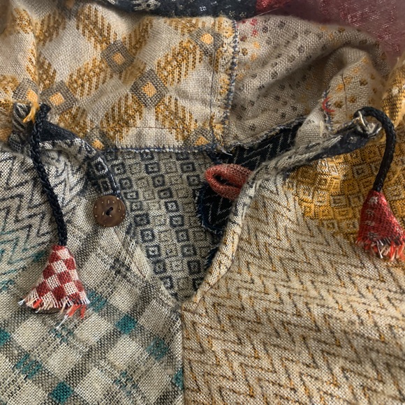 Patchwork Wool Hooded Poncho Cloak | Boho Festival Cape | Made in India O/S - Picture 4 of 8